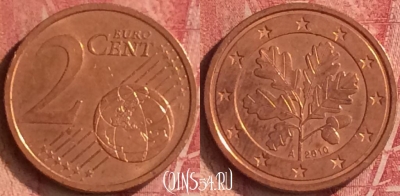Германия 2 евроцента 2010 года A, KM# 208, 347n-051