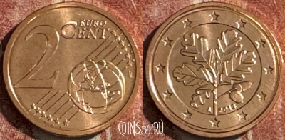 Германия 2 евроцента 2013 A, KM# 208, UNC, 507s-070