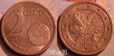 Германия 2 евроцента 2011 года A, KM# 208, 418-137