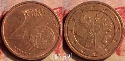 Германия 2 евроцента 2011 F, KM# 208, 403-133