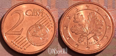 Германия 2 евроцента 2012 года D, KM# 208, 224b-008