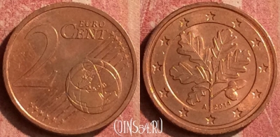 Германия 2 евроцента 2014 года A, KM# 208, 389n-093