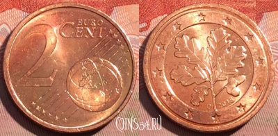 Германия 2 евроцента 2015 года D, KM# 208, 085c-030