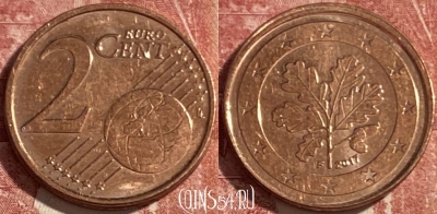 Германия 2 евроцента 2017 года F, KM# 208, 426r-079