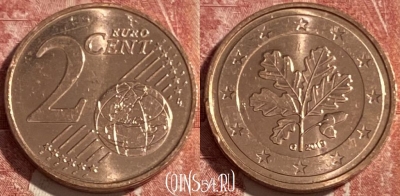 Германия 2 евроцента 2019 года G, KM# 208, 426r-108