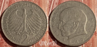 Германия 2 марки 1957 D, KM# 116, 134q-038