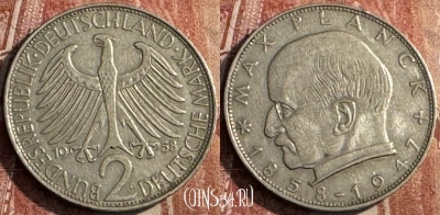 Германия 2 марки 1958 D, KM# 116, 126s-061