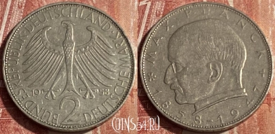 Германия 2 марки 1958 F, KM# 116, 173q-047