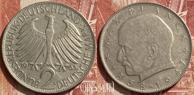 Германия 2 марки 1963 G, KM# 116, 311q-058 ♛