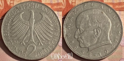 Германия 2 марки 1964 года D, KM# 116, 310p-111