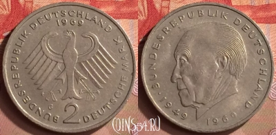 Германия 2 марки 1969 года G, KM# 124, 421-015