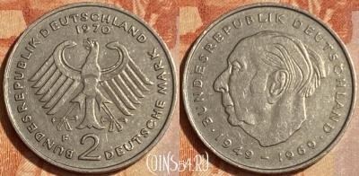 Германия 2 марки 1970 года F, KM# A127, 462q-267