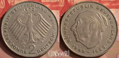 Германия 2 марки 1972 года D, KM# A127, 421-016