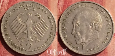 Германия 2 марки 1973 года G, KM# 124, 346o-067