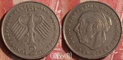 Германия 2 марки 1973 года J, KM# A127, 454o-144