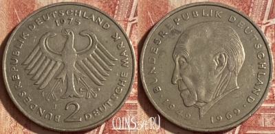Германия 2 марки 1975 J, KM# 124, 058p-127