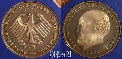 Германия 2 марки 1976 года D, KM# 124, PROOF, 401o-076