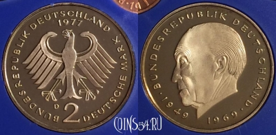 Германия 2 марки 1977 года D, KM# 124, PROOF, 401o-008
