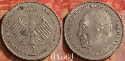 Германия 2 марки 1977 года F, KM# A127, 161o-142