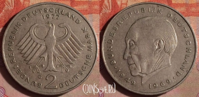 Германия 2 марки 1977 года G, KM# 124, 098f-021