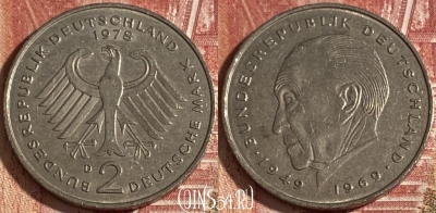 Германия 2 марки 1978 года D, KM# 124, 329r-075