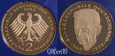 Германия 2 марки 1982 года D, KM# 149, PROOF, 401o-048
