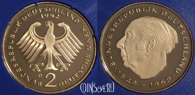 Германия 2 марки 1982 года D, KM# A127, PROOF, 401o-047