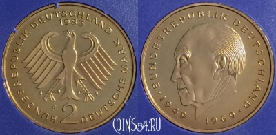 Германия 2 марки 1983 года F, KM# 124, PROOF, 401o-016
