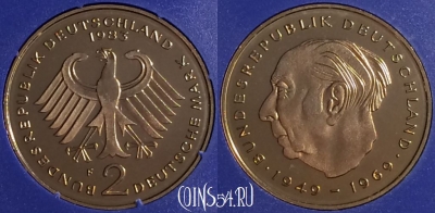Германия 2 марки 1983 года F, KM# A127, PROOF, 401o-017