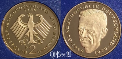 Германия 2 марки 1986 года D, KM# 149, PROOF, 401o-086