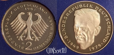 Германия 2 марки 1987 года G, KM# 149, PROOF, 401o-028