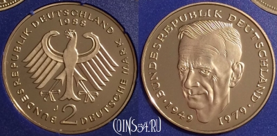 Германия 2 марки 1988 года J, KM# 149, PROOF, 401o-124