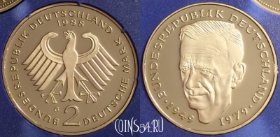 Германия 2 марки 1988 года G, KM# 149, PROOF, 401o-148