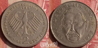 Германия 2 марки 1989 года D, KM# 170, 455o-003