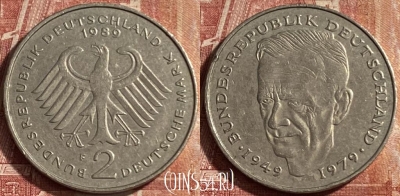 Германия 2 марки 1989 года F, KM# 149, 071p-008