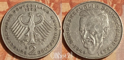 Германия 2 марки 1990 года D, KM# 149, 462q-270