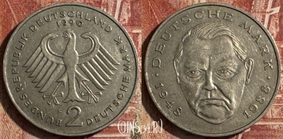 Германия 2 марки 1990 F, KM# 170, 504s-090