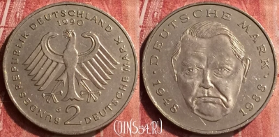 Германия 2 марки 1990 года G, KM# 170, 407-128
