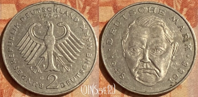 Германия 2 марки 1990 года G, KM# 170, 462q-266