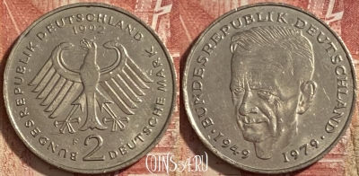 Германия 2 марки 1992 F, KM# 149, 483р-032