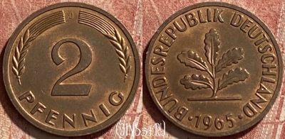 Германия 2 пфеннига 1965 J, KM# 106, 065r-045
