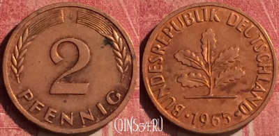 Германия 2 пфеннига 1965 года J, KM# 106, 440-008