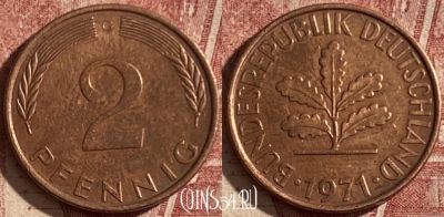 Германия 2 пфеннига 1971 G, KM# 106a, 108q-026