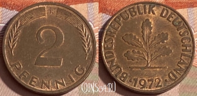 Германия 2 пфеннига 1972 F, KM# 106a, 366p-085