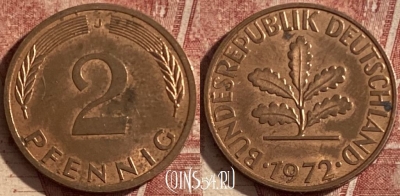 Германия 2 пфеннига 1972 J, KM# 106a, 121q-121
