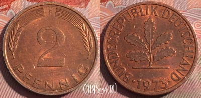 Германия 2 пфеннига 1973 года F, KM# 106a, 253a-013