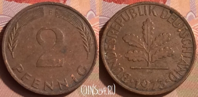Германия 2 пфеннига 1973 года F, KM# 106a, 430-087