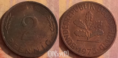Германия 2 пфеннига 1973 года J, KM# 106a, 177o-090