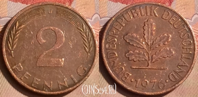 Германия 2 пфеннига 1976 года J, KM# 106a, 447-047