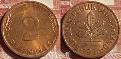 Германия 2 пфеннига 1976 J, KM# 106a, 492р-043